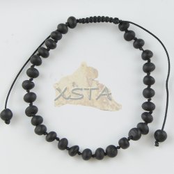 Womens adjustable amber bracelet raw black color